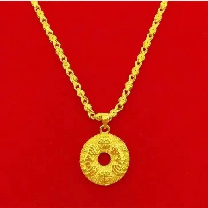 合金项链 平安扣项链  女款时尚精美传承不褪色不掉色百搭古法