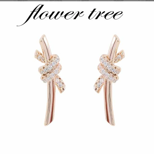 铜合金锆石耳饰 7544 CNC精工 满镶绳结耳钉