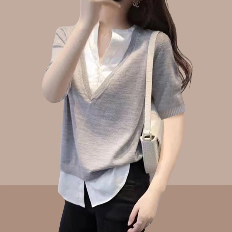 正肩t恤短袖女爆款2025夏季新款小个子洋气短款上衣高级感流行衫