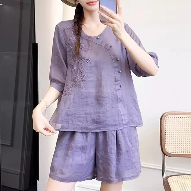 小个子上档次套装女2025新款夏季时尚气质减龄短裤两件套时尚潮流