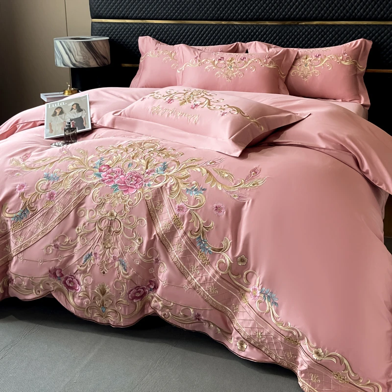 新款欧式结婚四件套喜被婚房大红婚庆被套喜庆陪嫁刺绣