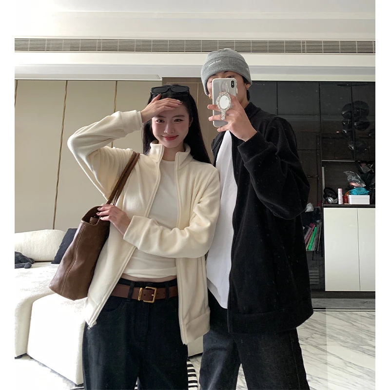 楠涛摇粒绒外套女秋冬立领保暖加绒卫衣双面绒宽松运动户外抓绒衣