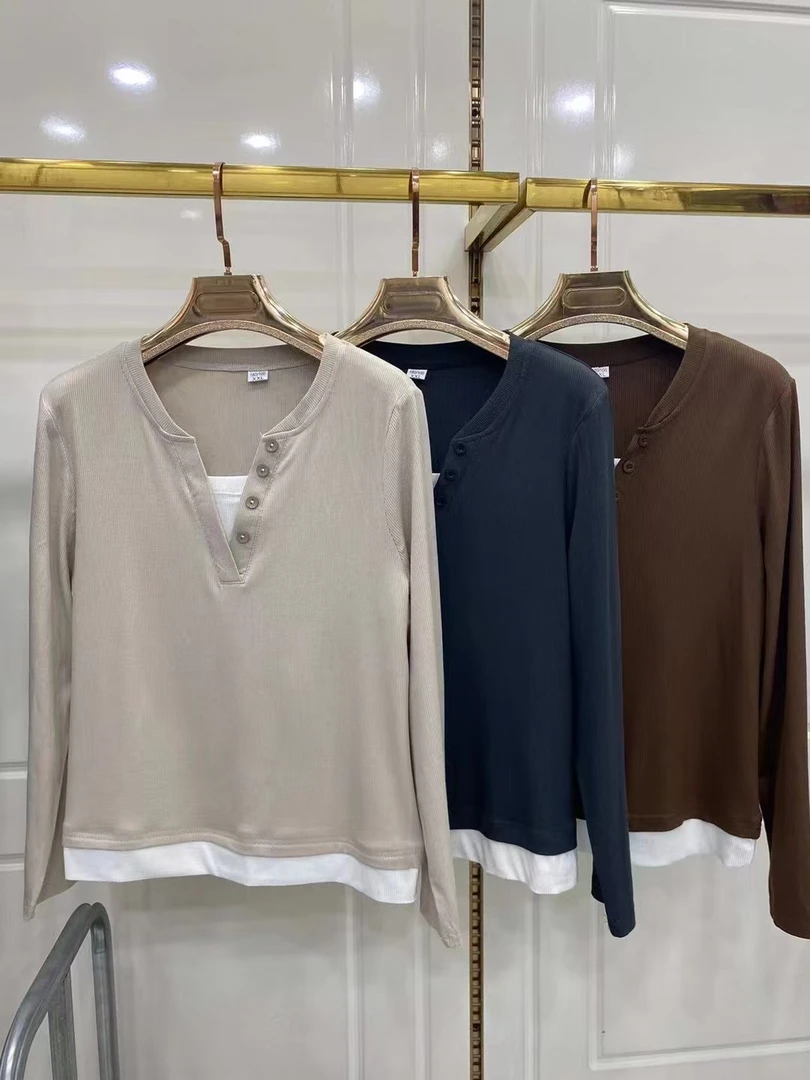 秋冬百搭休闲纯色T恤