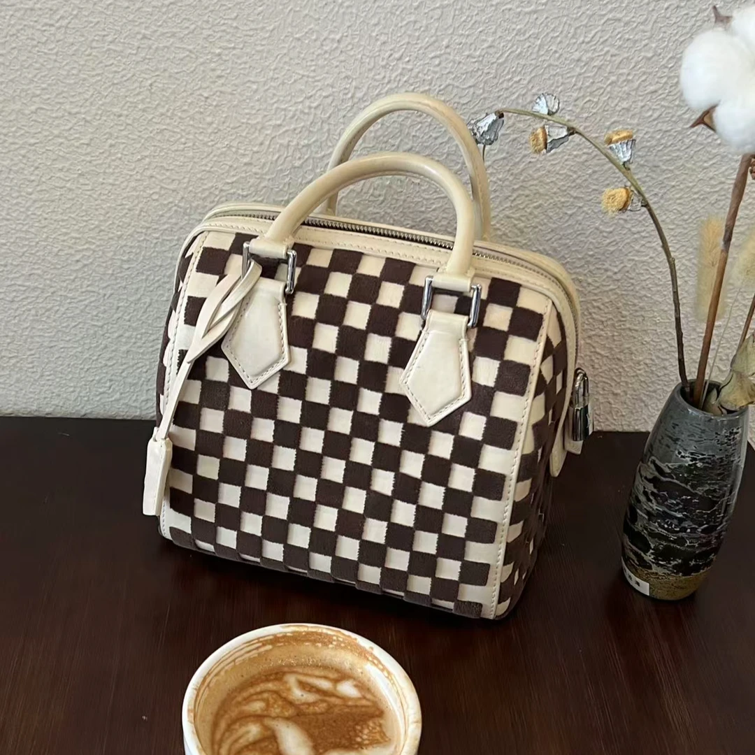 95新 LouisVuitton/路易威登 绒面棋盘格sp20手提13年G276#