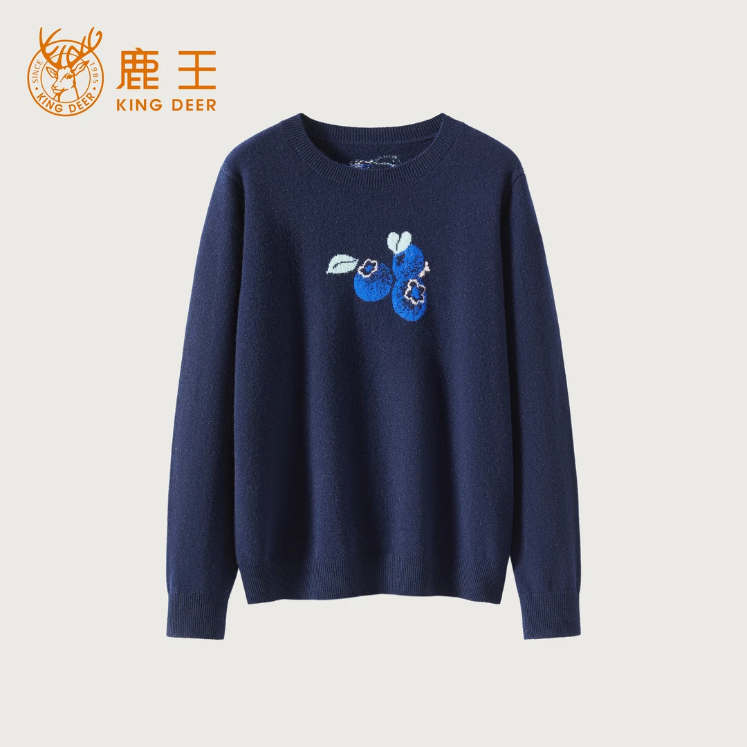 King Deer/鹿王24秋冬【水果硬糖】时尚休闲针织圆领羊绒衫L804341