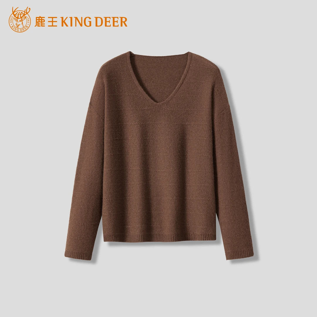 King Deer/鹿王24秋冬经典简约百搭打底长袖V领羊绒衫L773000