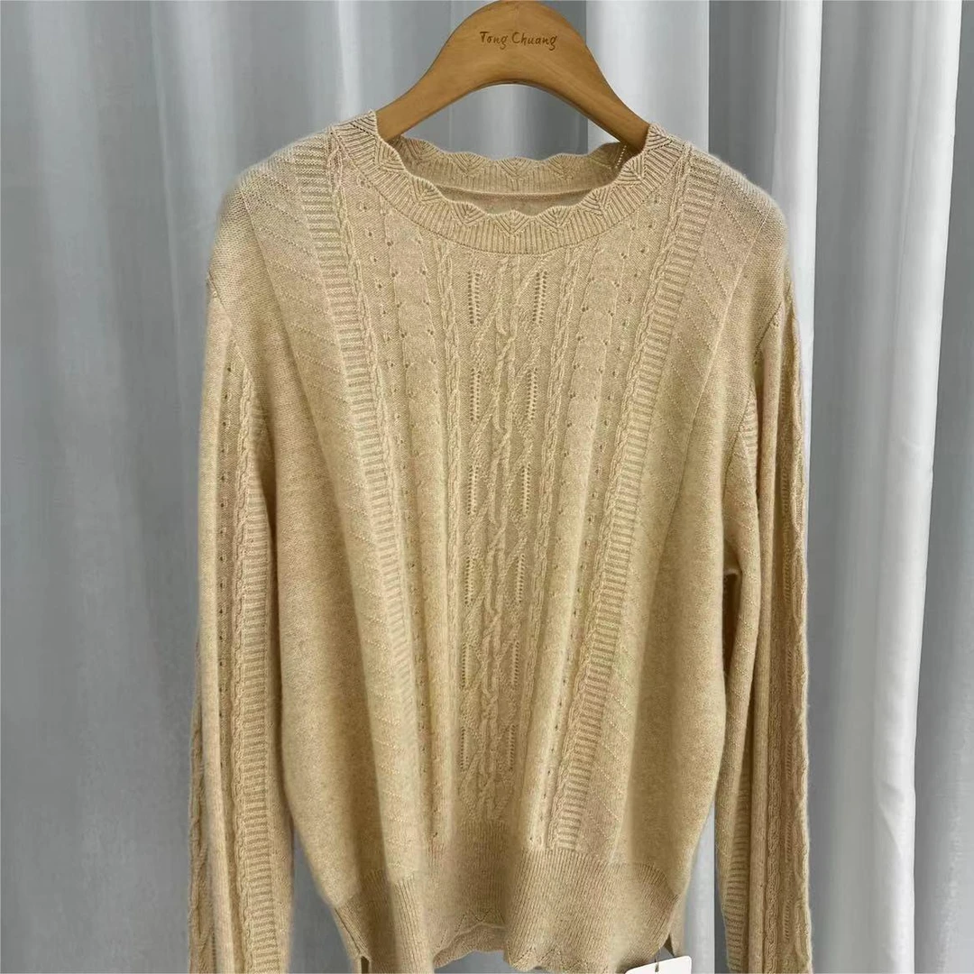 King Deer/鹿王24秋冬百搭时尚休闲针织圆领套头羊绒衫L804196