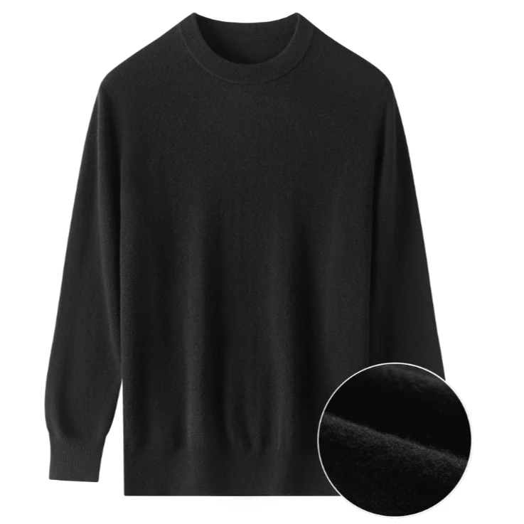 King Deer/鹿王男款224秋冬休闲时尚宽松纯色圆领羊绒衫L804291