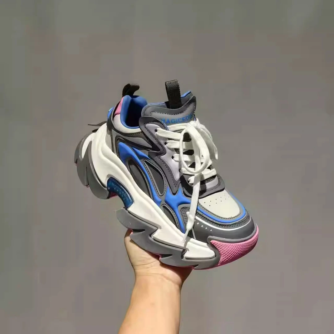 蒂格薇琦 欧洲站2024秋季新款真皮拼色老爹鞋女松糕休闲鞋 8259-1