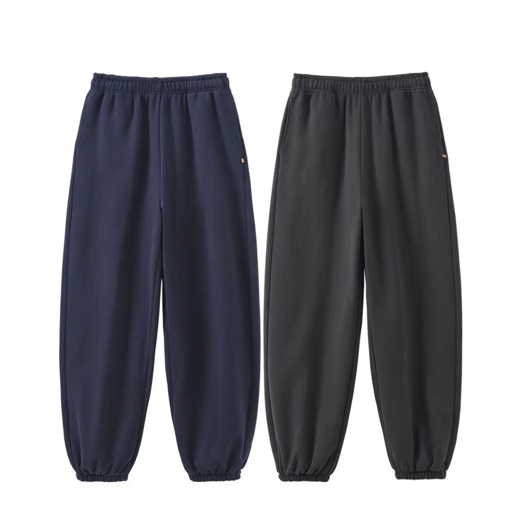 2024冬装蛋家宽松大码加绒休闲卫裤女加厚运动裤百搭显瘦裤子潮