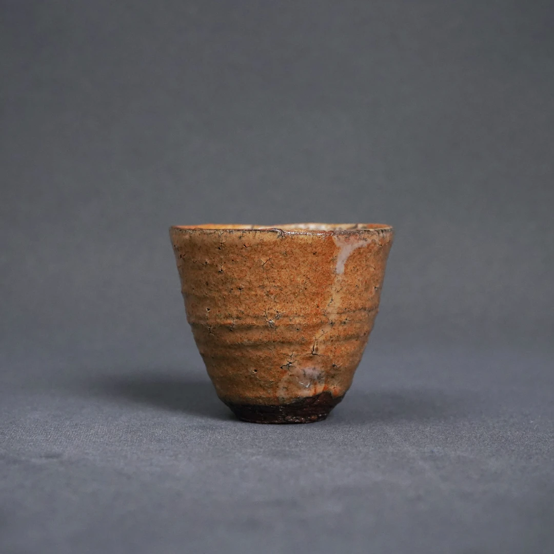 木村宜正 萩粉引 石爆杯 日本复古茶道具纯手工主人杯 茶杯 酒杯