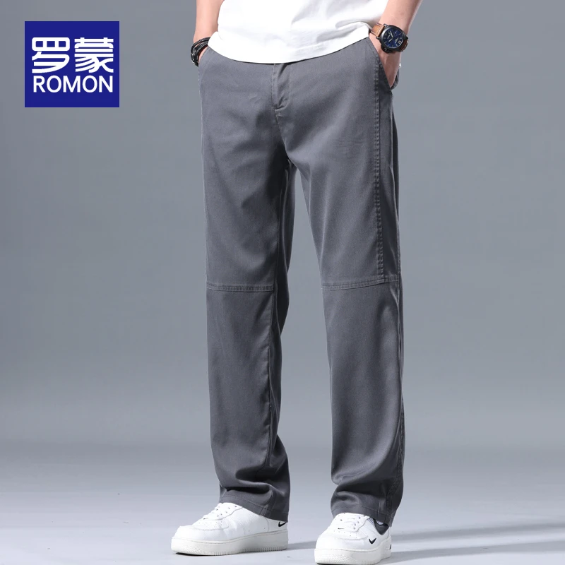 罗蒙男士宽松裤子2025新款直筒冰丝男裤男款夏季薄款百搭休闲裤男