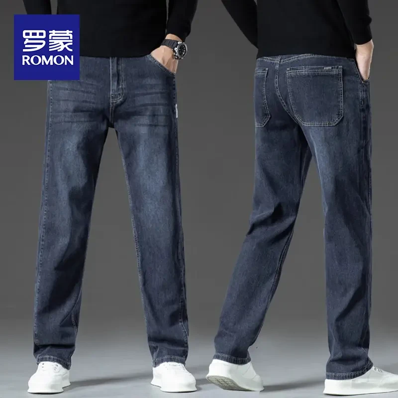 罗蒙男款春秋宽松直筒牛仔长裤男士2025新款爆款休闲弹力长裤子男