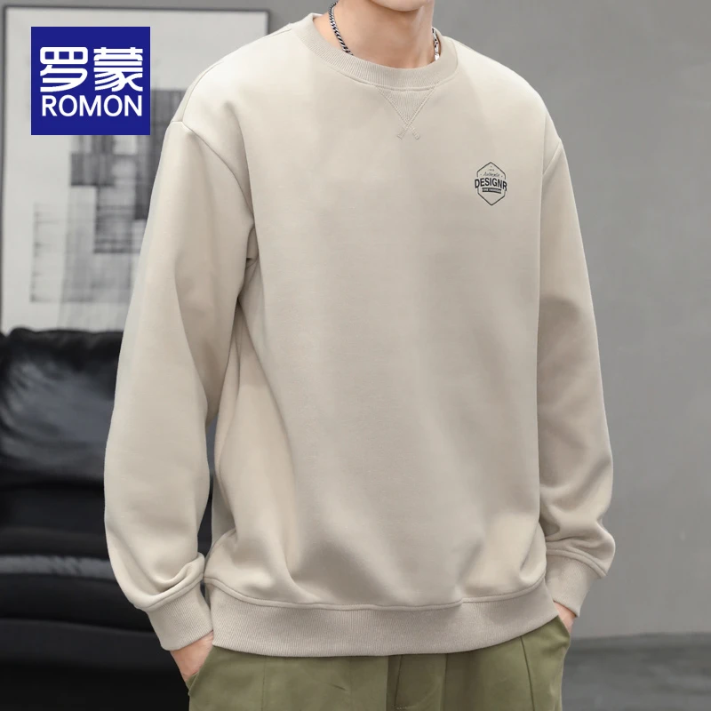 罗蒙卫衣男款爆款2025新款男士圆领秋季百搭衣服秋冬款长袖上衣男