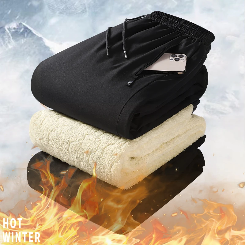 冬季男女士羊羔绒棉裤加绒加厚防水防风石墨烯护膝运动裤子加大码