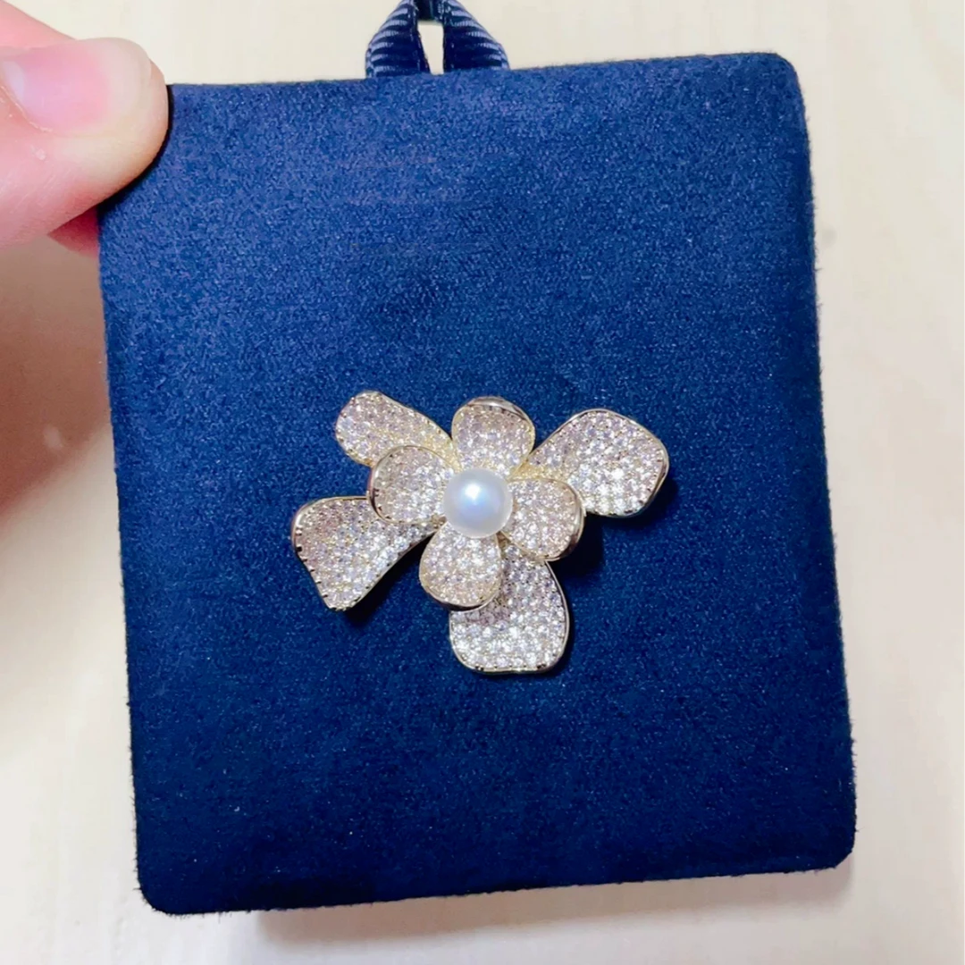 DFANK荷花天然珍珠胸针女气质百搭个性高级感大气胸花西装配饰ins