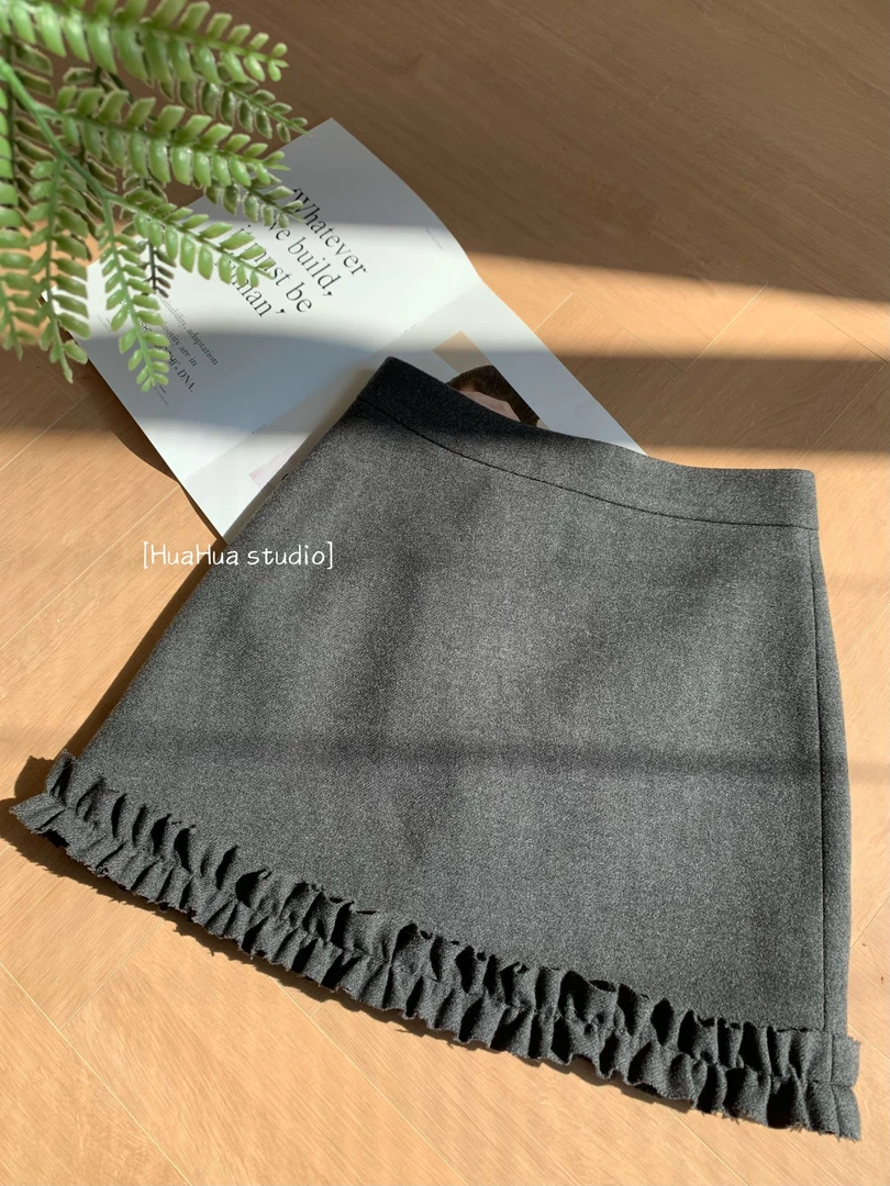 【花花】花苞裙~韩系木耳边少女感秋冬时尚百搭A字半身裙