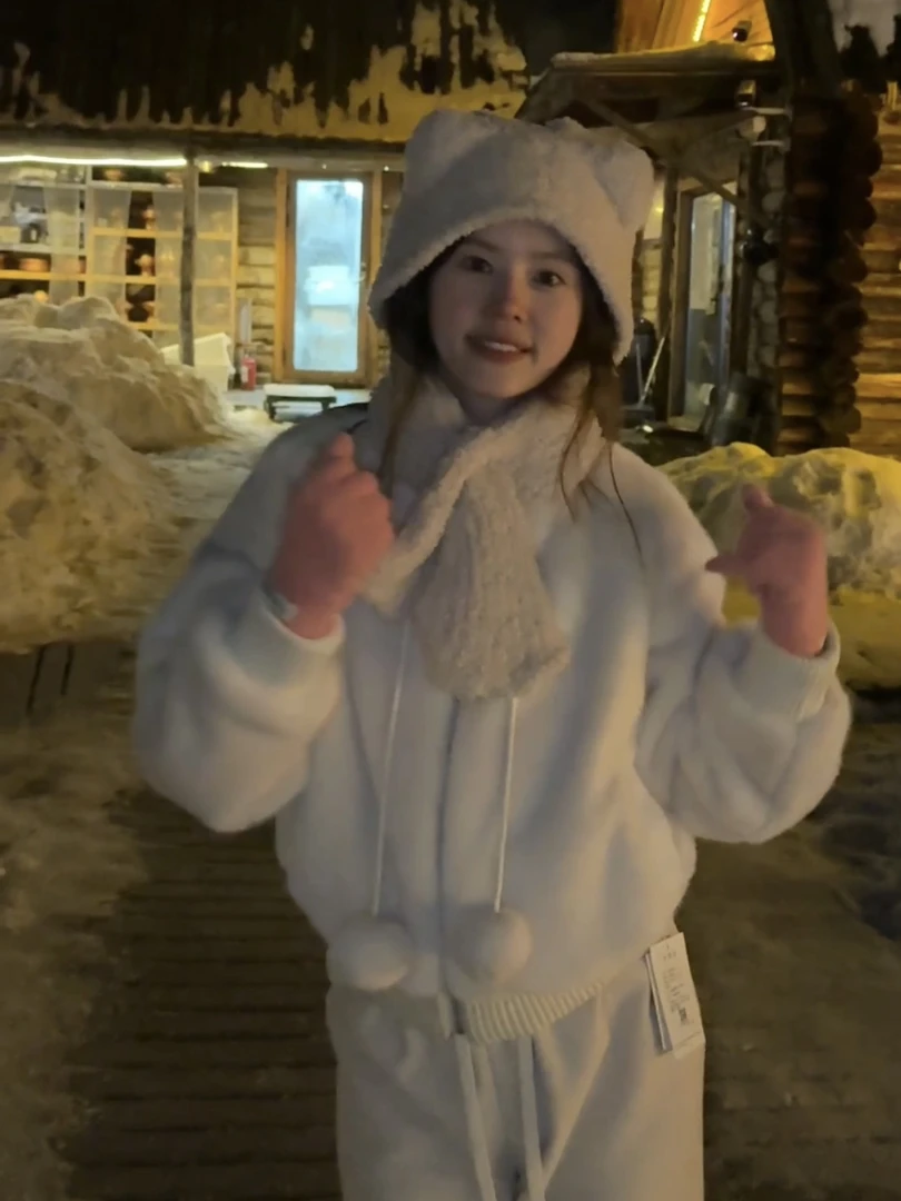 【花花】小白狐~韩系毛茸茸保暖小米貂棒球服雪球毛毛保暖外套