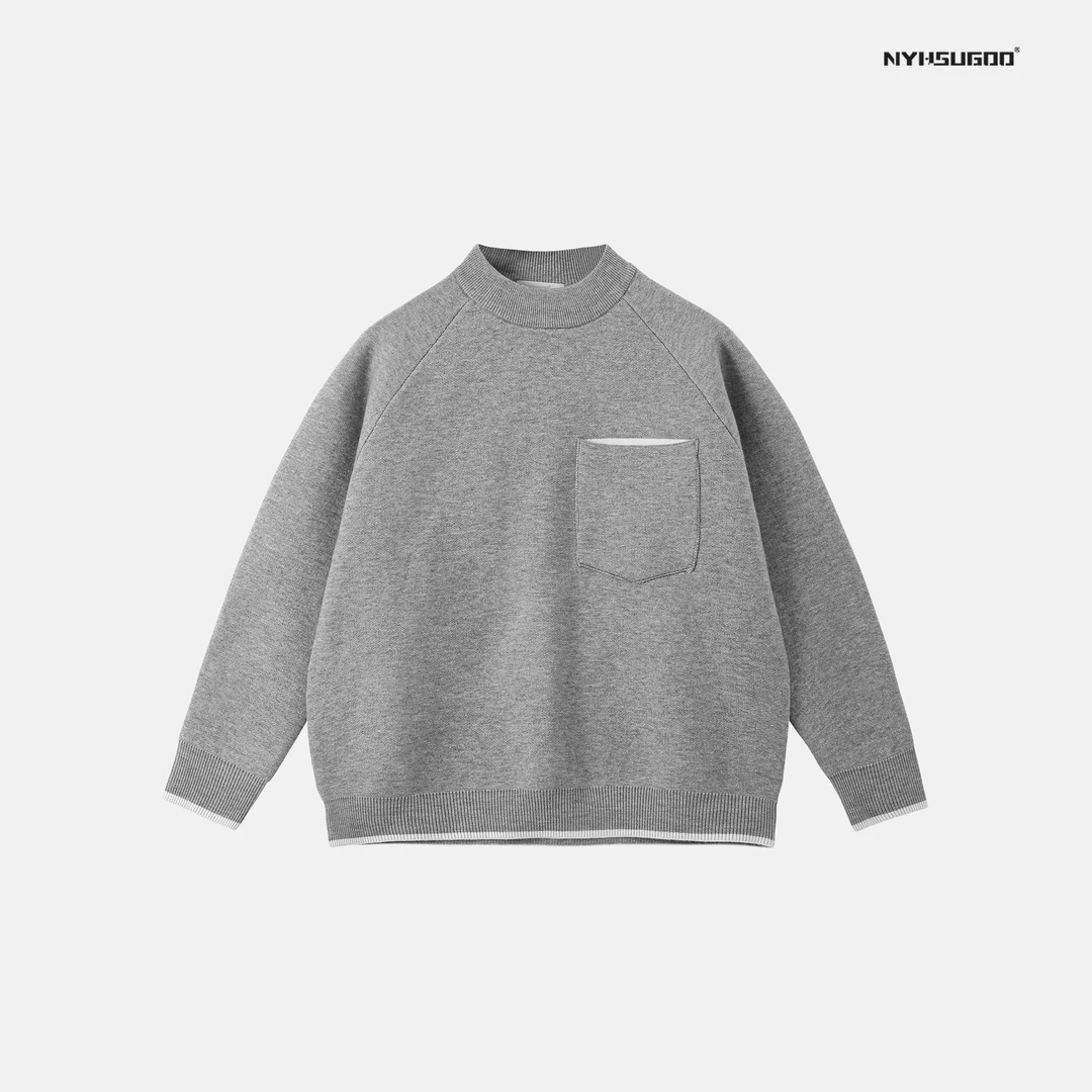 NYHSUGOO/南乙3412冬季拼色针织打底男士韩系极简百搭加厚毛衣