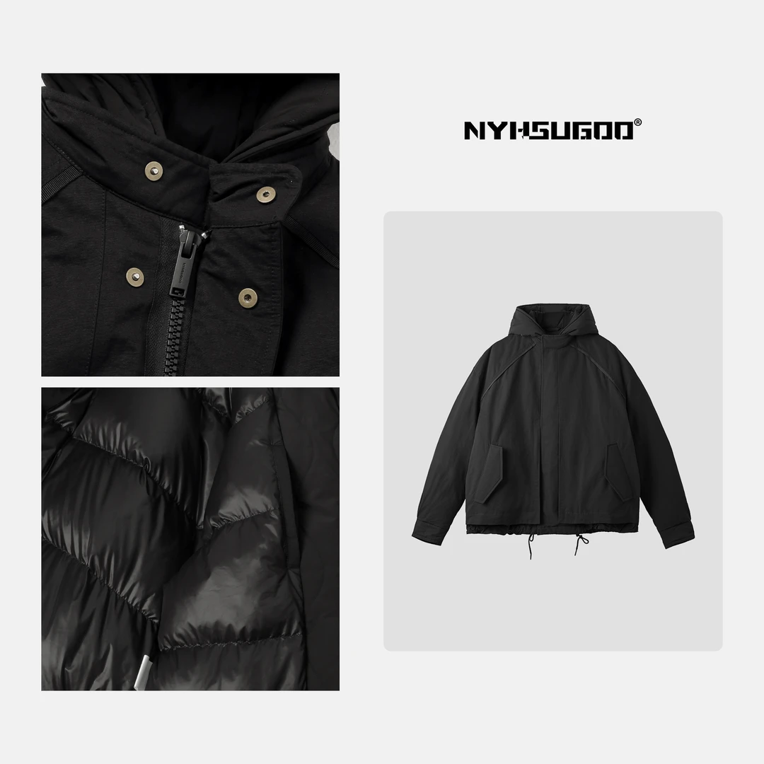 NYHSUGOO/南乙3346冬季新国标90白鸭绒男士假两件连帽夹克羽绒服