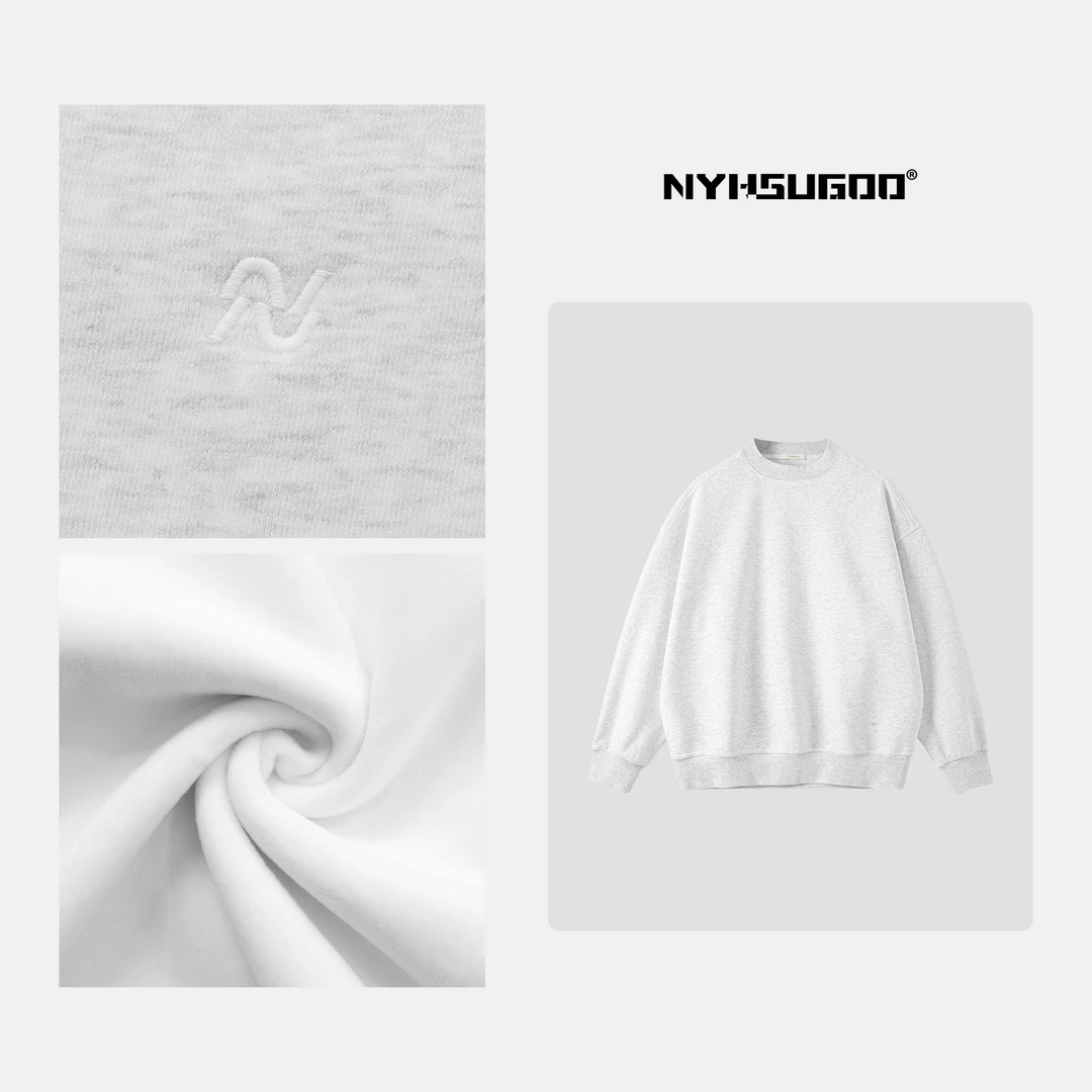 NYHSUGOO/南乙T116冬季加绒cleanfit韩系情侣上衣男士重磅卫衣