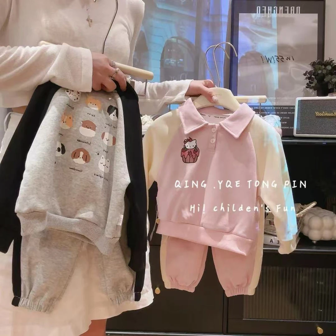 清仓不补.春款儿童卫衣套装男女童卫衣两件套印花可爱休闲百搭