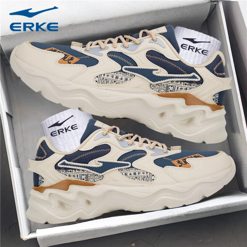 鸿星尔克男鞋皮面防水老爹鞋男士鞋子秋冬跑步鞋红星休闲运动鞋男