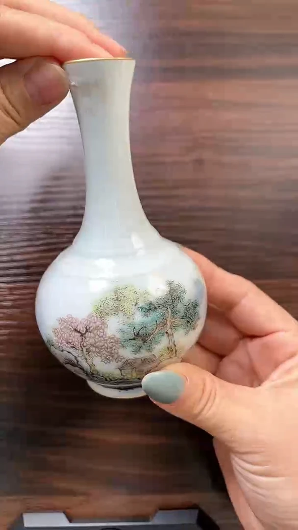 【闪购商品】055大国工匠手绘青山绿水山水小天球瓶