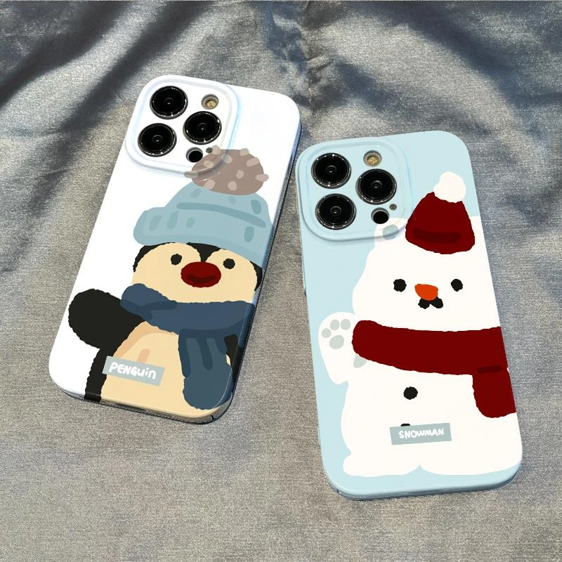 企鹅雪人苹果华为小米iphone15/14promax手机壳13/12菲林硬壳11