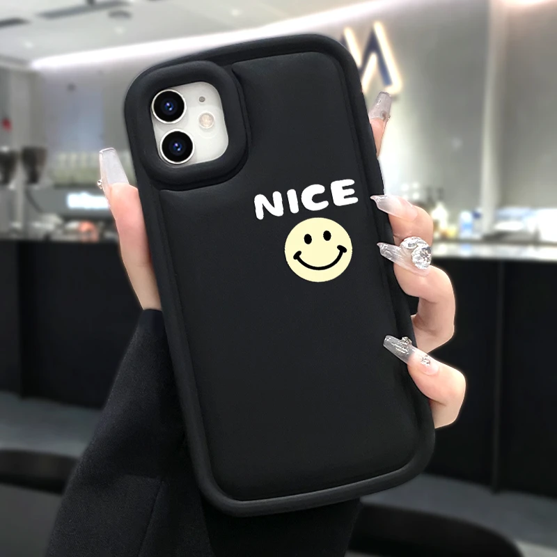 笑脸nice适用苹果15手机壳iPhone13/14promax新款12磨砂11软高级