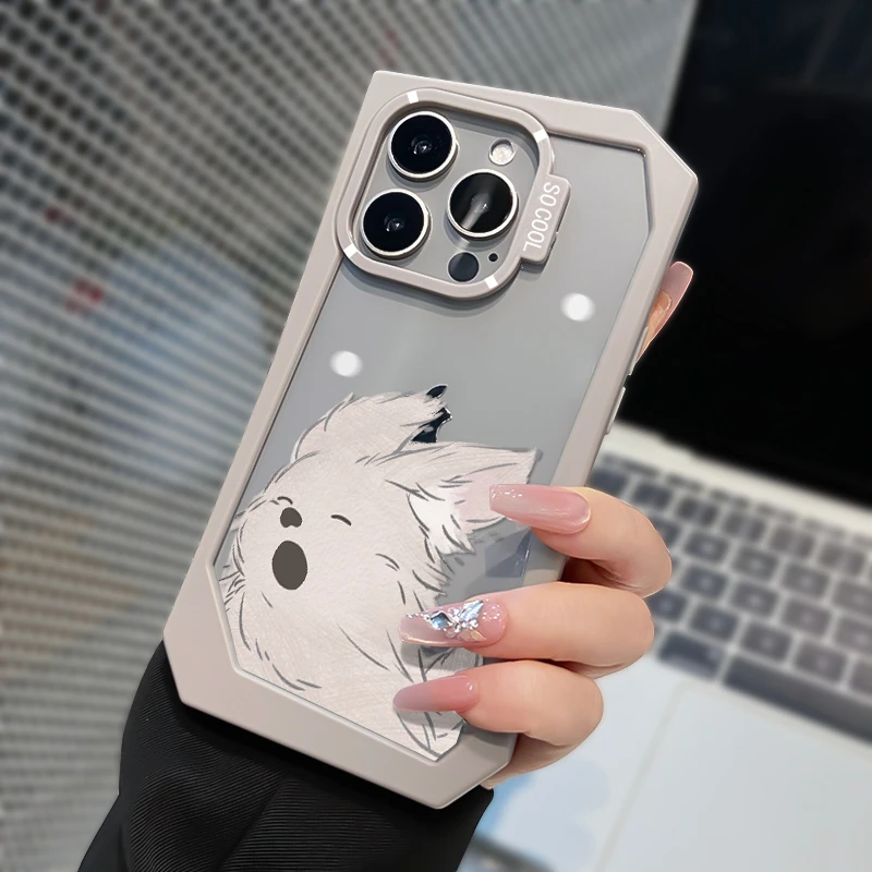 打哈欠狗狗适用于苹果15promax手机壳不规则壳iPhone14/13透亮