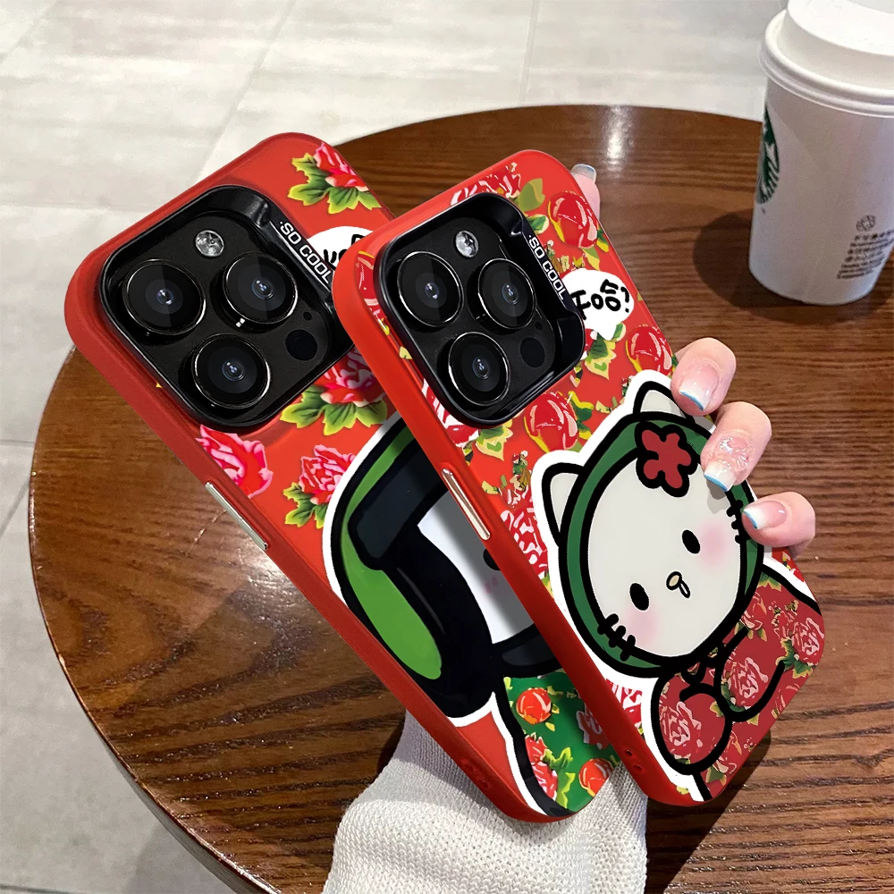 花袄凯蒂猫iphone15pro苹果华为手机壳14promax网红13新年12/11软