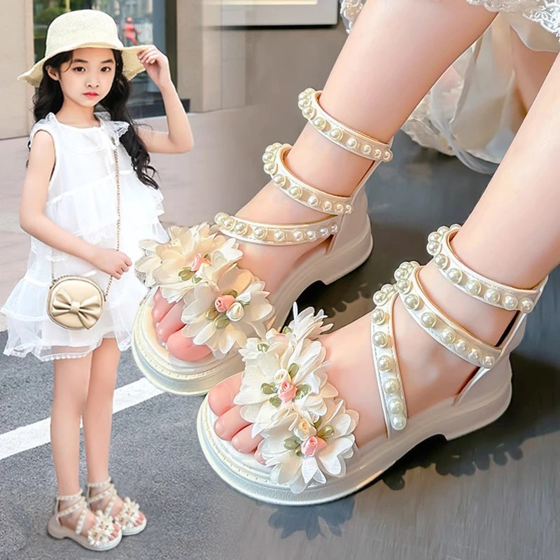 ABC儿童凉鞋女孩2025夏季新款软底女童鞋沙滩鞋中大童罗马公主鞋