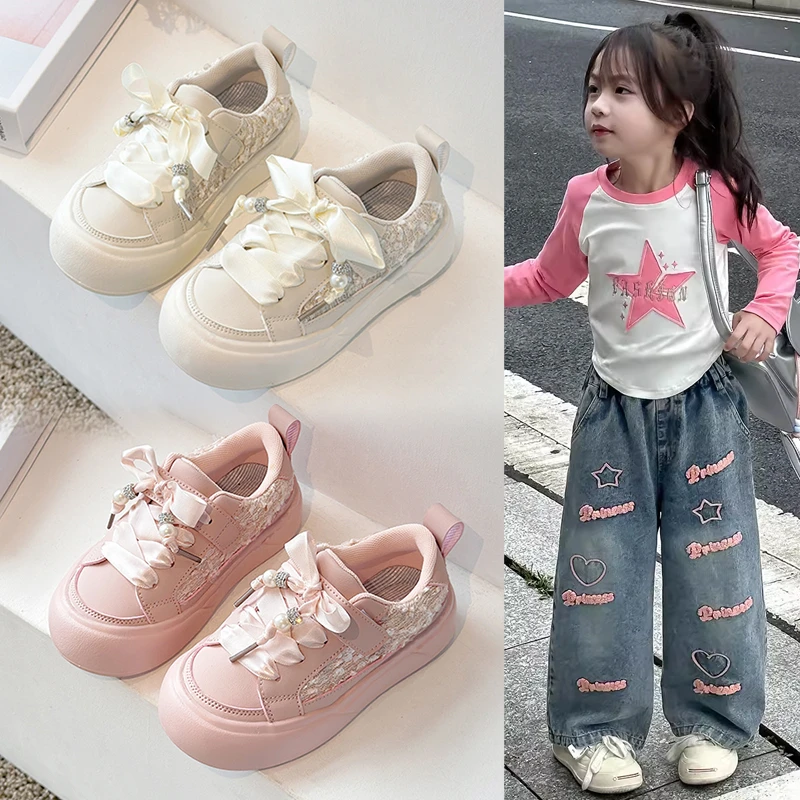 ABC女童鞋子儿童运动鞋2025春秋季新款女孩时尚休闲板鞋中大童鞋