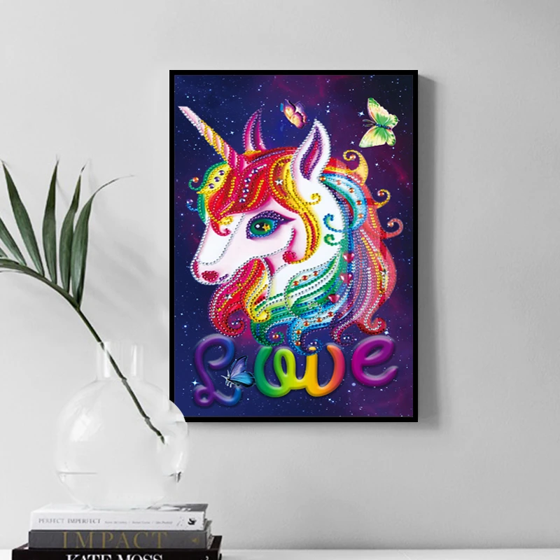 半砖款蓝蝶恋花砖石画手工Diy十字绣装饰卧室挂画手作钻石画简约