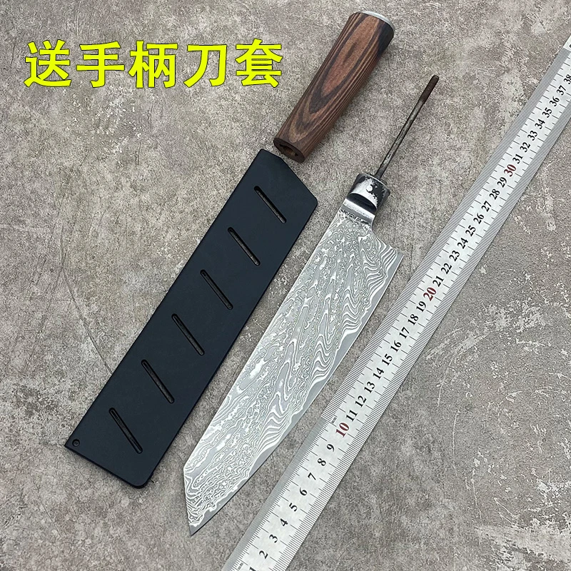 大马士革钢菜刀刀胚切付刀手工DIY刀胚厨房水果刀厨师专用切片刀