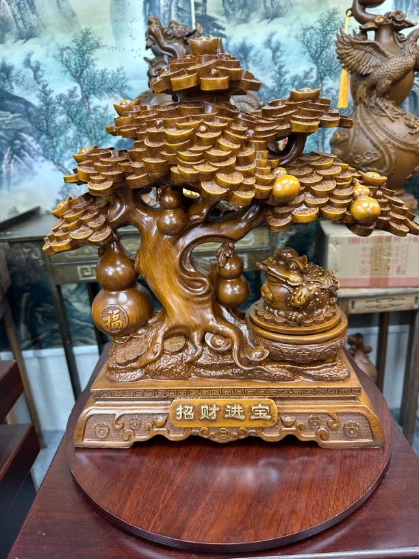 招财进宝摇钱树金钱前台大号老板桌收银台玄关摆设