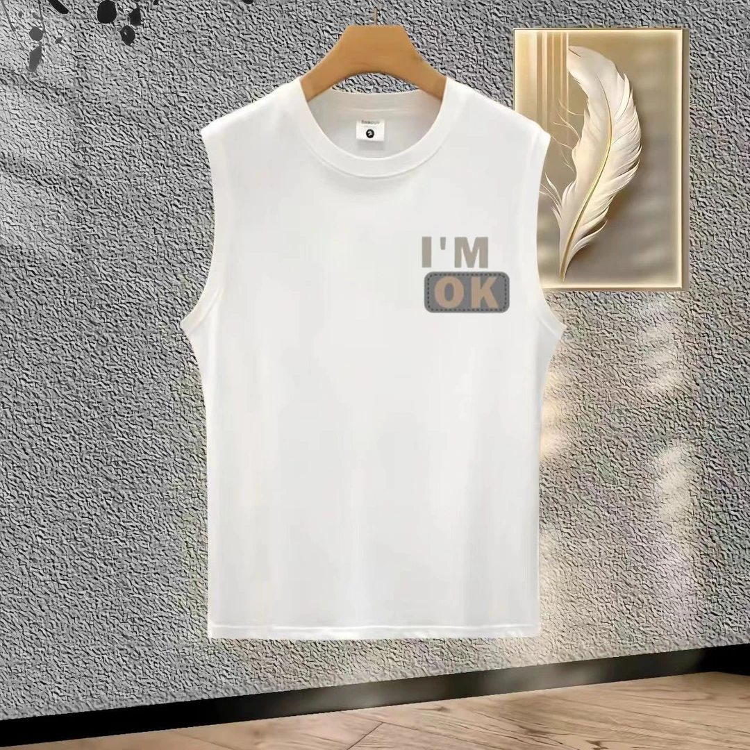 男士背心时尚休闲夏季潮流印花无袖圆领百搭运动纯棉个性字母上衣