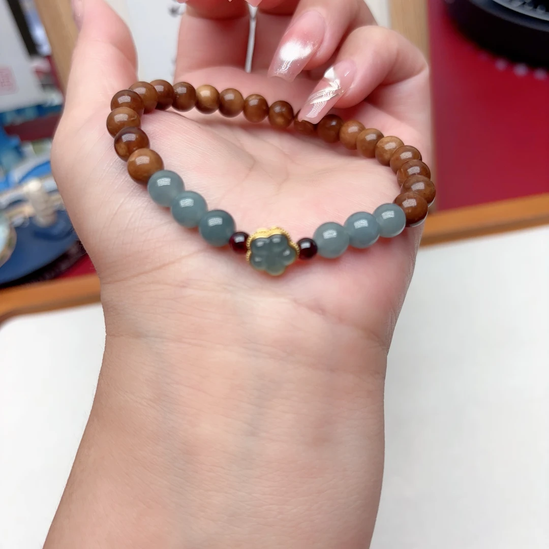 原创女生精美时尚气质百搭库克搭配翡翠7mm单圈手串