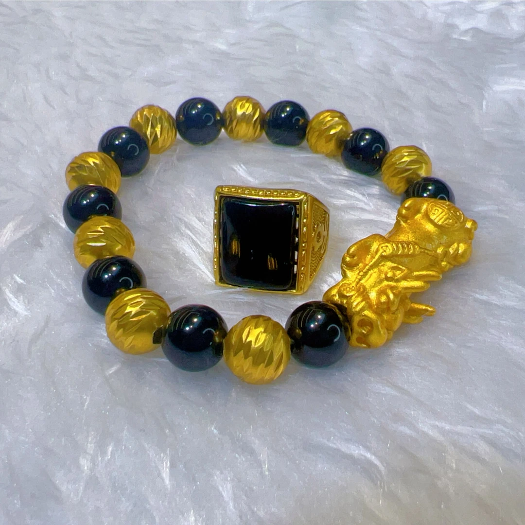 合金手链 nipal铜合金手链男士貔貅手串黑色手链2024新款黄色