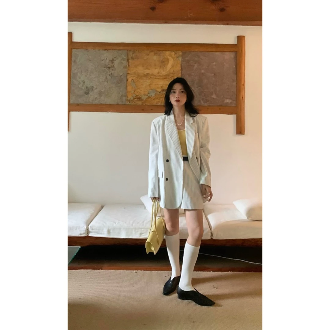 【DUOMI】春夏新款韩版高腰A字裙条纹短裙Q5968-1