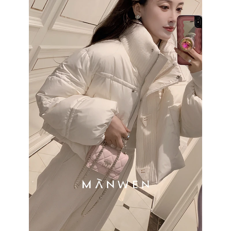 【曼文kiki】元气小暖包  90白鸭绒立领短款羽绒服  MANA723