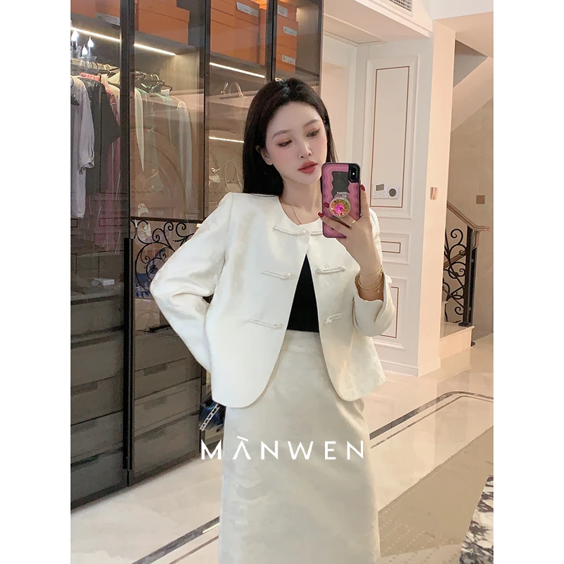 【曼文kiki】“月光织锦“新中式国风提花盘扣外套 MANC007