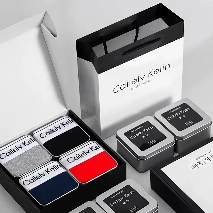 男士内裤运动纯棉平角裤头大码四角短裤衩本命年礼盒装送男友老公