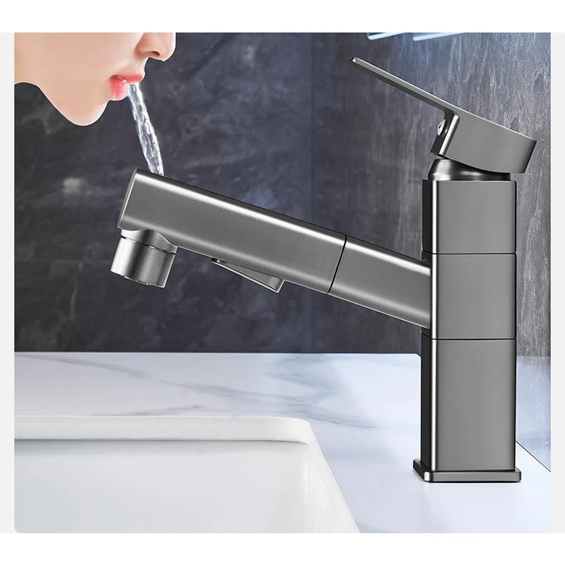 JOWMO牧王 脸盆龙头冷热水洗漱台漱口盆多功能可旋转抽拉式水龙头