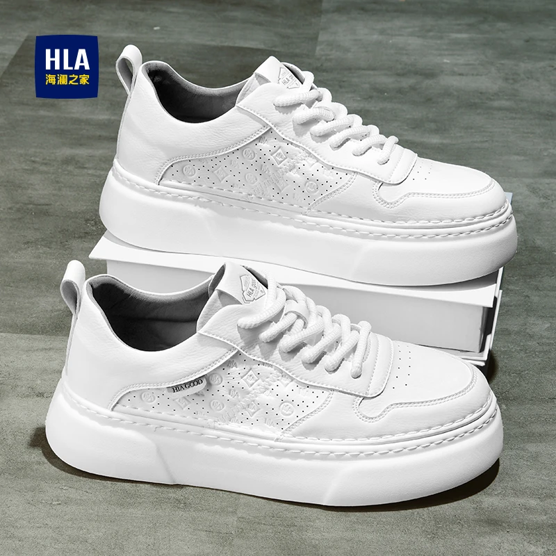 HLA/海澜之家夏季透气男士百搭舒适厚底低帮潮鞋白色清爽鞋子