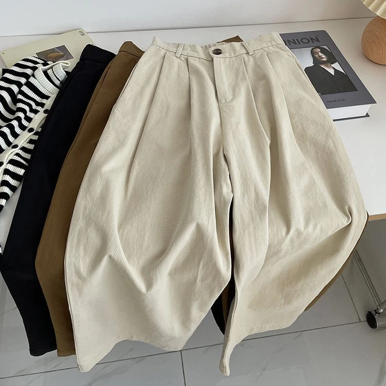新款小个子宽松垂感休闲裤子女夏季洋气直筒白色九分阔腿裤潮百搭