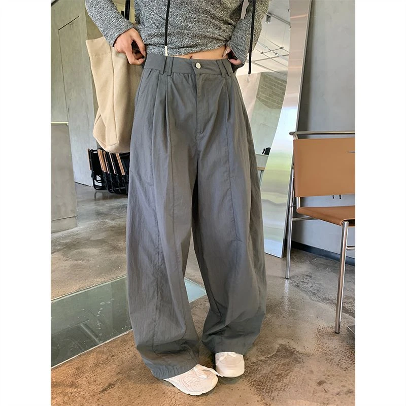 灰色高腰休闲裤女2025春季新款时尚百搭宽松显瘦垂感拖地阔腿裤