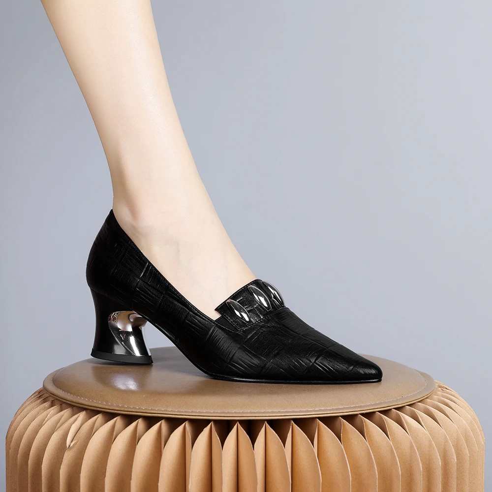 2024年新款欧美小皮鞋巨好穿小众设计高级感舒适气质中跟单鞋0155