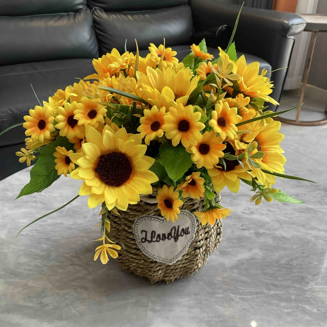 向日葵仿真花高档客厅摆件摆设室内假花装饰酒店家居插花餐桌花束